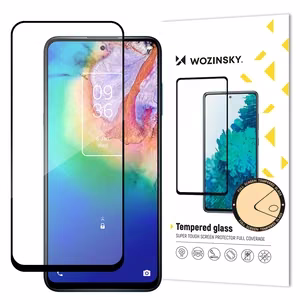 Wozinsky Super Tough Full Glue kehyksellinen karkaistu koko näytön lasi TCL 20 5G:lle, yhteensopiva suojakuoren kanssa, musta