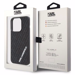 Karl Lagerfeld 3D Rubber Multi Logo Suojakuori iPhone 15 Pro:lle - musta