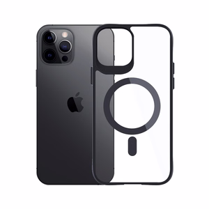 3mk Satin Armor MagCase MagSafe-suojakuori iPhone 12 Pro Max:lle - kirkas mustalla kehyksellä