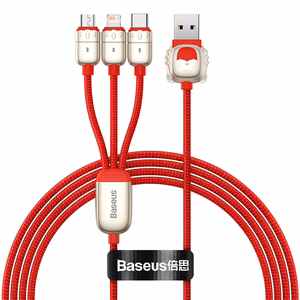 Baseus Cable Year of the Tiger 3 in 1 - USB to Type C, Lightning, Micro USB - 3,5A 1,2 metres (CASX010009) red