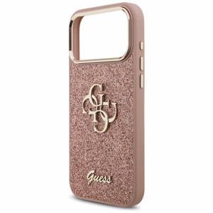 Guess Fixed Glitter Big 4G Metal Frame -suojakuori iPhone 17 Pro Max - pinkki