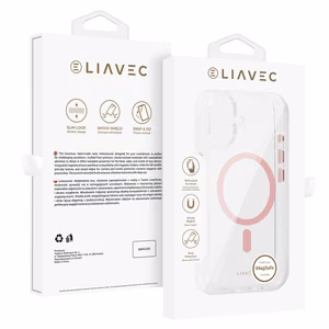Liavec Glossy Magsafe Kirkas Suojakuori iPhone 16:lle vaaleanpunainen
