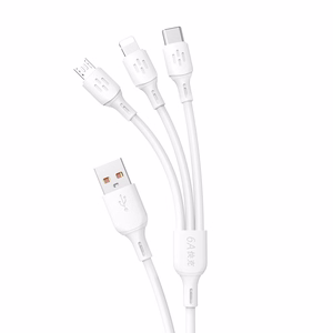 USB Kaapeli - USB C / micro USB / Lightning 480Mb/s 6A 1.2m - valkoinen