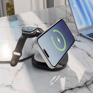 SBS Qi2.2 25W Inductive 3-in-1 Foldable Charging Station with MFI Certificate - Black