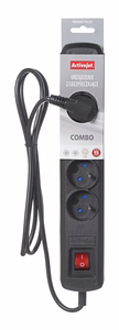 Activejet COMBO 5G – 5-pistorasiainen jatkojohto, 1.5 m johto, automaattisulake, musta (ACP-5GN_1,5M_CZ)