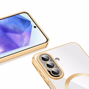 Tech-Protect MagFlex MagSafe -suojakuori Samsung Galaxy A27 5G -mallille, läpinäkyvä kullanvärinen