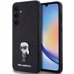 Karl Lagerfeld Fixed Glitter Ikonik Logo Metal Pin Suojakuori Samsung Galaxy A35:lle - musta