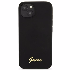 Guess GUHMP13MLSLMGBK iPhone 13 6.1" musta/musta kovakotelo Silikoni Script Gold Logo Magsafe