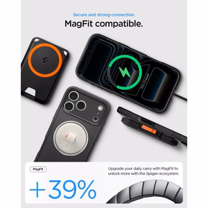 Spigen Rugged Armor MagSafe suojakuori mallille iPhone 18 Pro / 17 Pro – väri: mattamusta