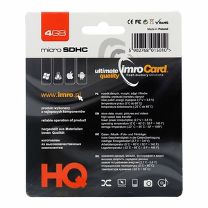Imro memory card 4GB microSDHC cl. 10 + adapter