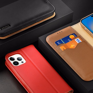 Dux Ducis Hivo Nahka Flip Cover Aidon nahan lompakko korteille ja asiakirjoille iPhone 14 Pro Ruskea