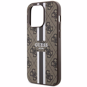 Guess GUHMP14LP4RPSW iPhone 14 Pro 6.1 ruskea/ruskea suojakuori 4G Printed Stripes MagSafe