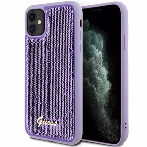 Guess Sequin Script Metal -suojakuori iPhone 11 / Xr:lle - violetti