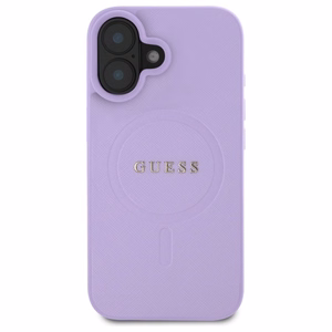 Guess Saffiano MagSafe Suojakuori iPhone 16:lle - Violetti