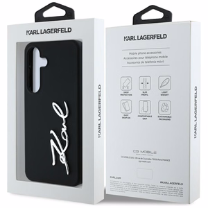 Karl Lagerfeld Silikoninen Metal Signature Logo Suojakuori Samsung Galaxy S25 Musta