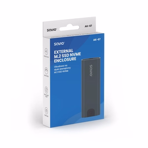 Savio M.2 SSD NVMe external drive enclosure, USB-C 3.1, AK-67, grey