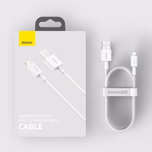 USB-kaapeli Baseus Superior USB - Lightning 2,4A 1,5m valkoinen CALYS-B02