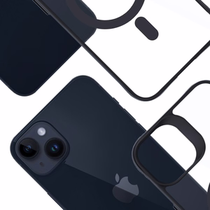 3mk Satin Armor MagCase MagSafe-tuella iPhone 14 Plus:lle - Läpinäkyvä mustalla kehyksellä
