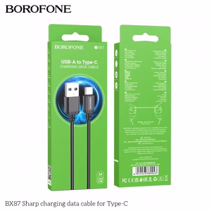 Borofone BX87 Sharp USB - Type-C Kaapeli 3A 1m - musta