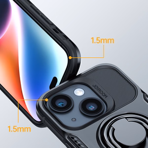 Joyroom Dual sarana tapauksessa iPhone 14 Plus panssaroitu kotelo jalusta ja rengas haltija musta