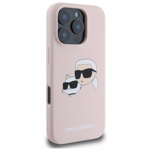 Karl Lagerfeld Silikoninen Nauble Heads Print MagSafe Suojakuori iPhone 16 Pro Max:lle - Vaaleanpunainen