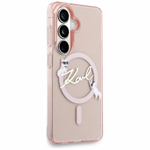 Karl Lagerfeld suojakuori IML KC Script MagSafe Samsung Galaxy S26:lle pinkki