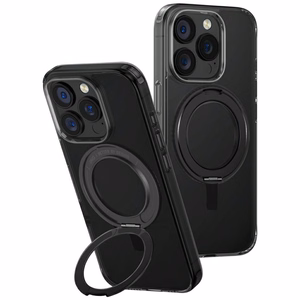 Uniq Swivix 360 Pyörivä Jalusta Suojakuori iPhone 16 Pro:lle - Musta