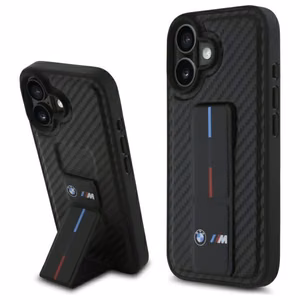 BMW M Grip Stand Smooth and Carbon Suojakuori iPhone 16:lle - Musta