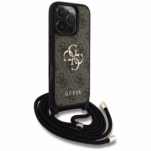 Guess 4G Big Logo Cord Strap Crossbody suojakuori iPhone 16 Pro:lle - ruskea