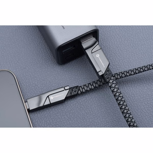 Kaapeli 4in1 USB C / USB A - USB C / Lightning Forcell F-Energy QC PD 3A 60W 1 m C241 kromi