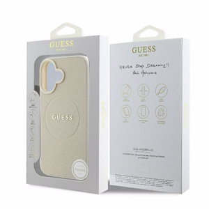 Guess Grained Ring MagSafe Suojakuori iPhone 16:lle - beige