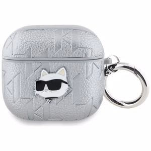 Karl Lagerfeld Monogram Choupette Head case for AirPods 4 - silver
