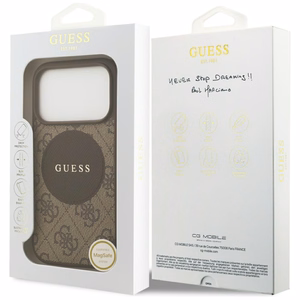 Guess 4G Circle Classic Logo MagSafe Suojakuori iPhone 17 Prolle - ruskea