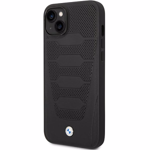 BMW BMHCP14S22RPSK musta nahkainen istuinkuvioinen suojakuori iPhone 14 6.1