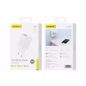 Laturi Foneng EU53 2.4A 2xUSB-A Valkoinen