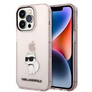 Karl Lagerfeld Ikonik Choupette suojakuori iPhone 14 Pro Max:lle - vaaleanpunainen