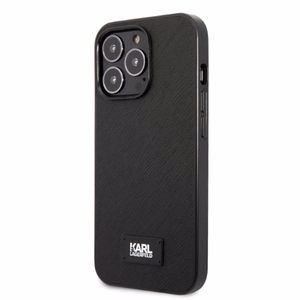 Karl Lagerfeld KLHCP13LSFMP2K iPhone 13 Pro / 13 6.1" kovakuori musta/musta Saffiano Plaque