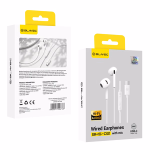 Blavec BHS-02 USB-C -nappikuulokkeet mikrofonilla ja DAC-muuntimella (BHS02-W), valkoiset