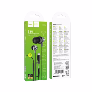 Hoco M119A -langalliset mikrofonilliset kuulokkeet, 3,5 mm:n / USB-C-liitin, mustat