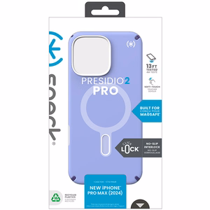 Speck Presidio2 Pro -suojakuori MagSafe- ja ClickLock-tuella iPhone 16 Pro Maxille, Future Lavender/Cassis Purple