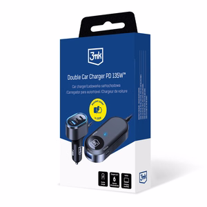 3mk Double -autolaturi, 135 W, PD/QC/PPS, USB 2A4C, musta/harmaa
