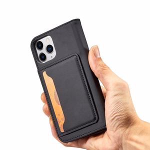 Magneettikorttikotelo iPhone 12 Pro Kotelo kortti lompakko kortin haltija Musta