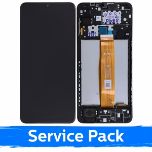 LCD-näyttö, yhteensopiva Samsung A125 A12, musta kehyksellä (Service Pack)