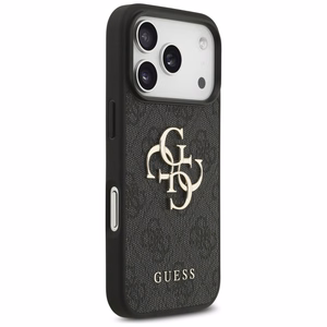 Guess PU 4G Metal Logo -kuori Apple iPhone 18 Pro -puhelimelle, harmaa