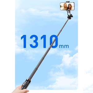 Selfiekeppi WC1Y2S 1.3m alumiiniseoksinen teleskooppijalusta puhelinpidikkeellä - musta