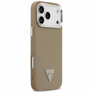 Guess Grained Triangle Logo MagSafe -kuori iPhone 17 Pro Max ruskea
