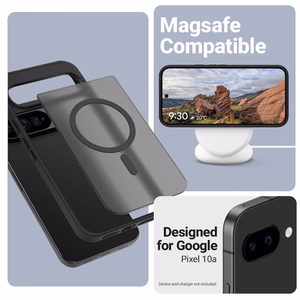 Crong Hybrid Matte Magnetic MagSafe -suojakuori Google Pixel 10a -mallille, musta