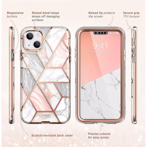 Supcase Cosmo iPhone 14 Plus kotelo - vaaleanpunainen marmori