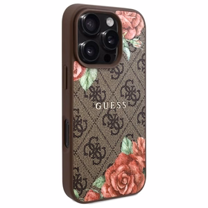 Guess GUHMP16LP4ROPEMCW iPhone 16 Pro 6.3" Ruskea/Ruskea Kova Suojakuori 4G Flowers Print MagSafe