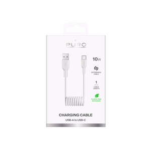 Puro 10W USB-A - USB-C kierrekaapeli 1m - Valkoinen